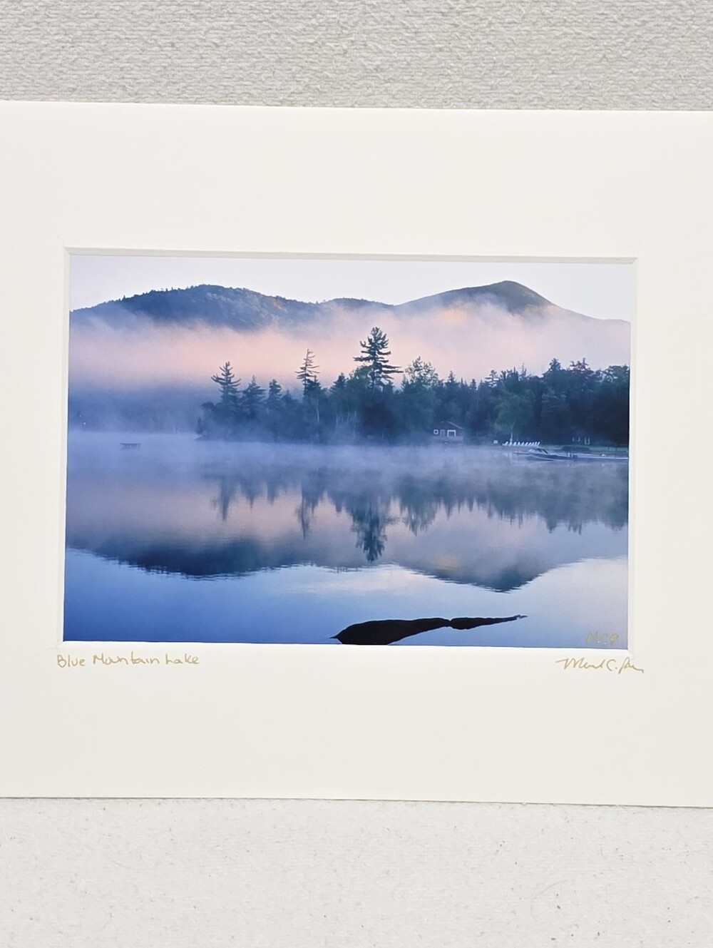 Blue Mountain Lake Adirondack New York Matted Photography By Mark C Poe